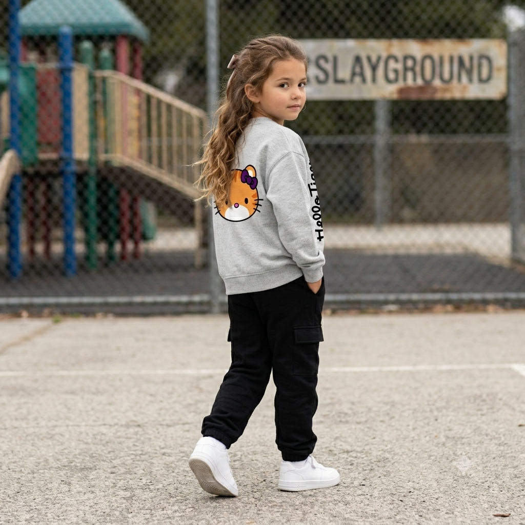 Kawaii Tiger Fleece Kids' Crewneck Sweatshirt