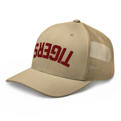 TIGERS - Upside Down Khaki Embroidered Trucker Cap